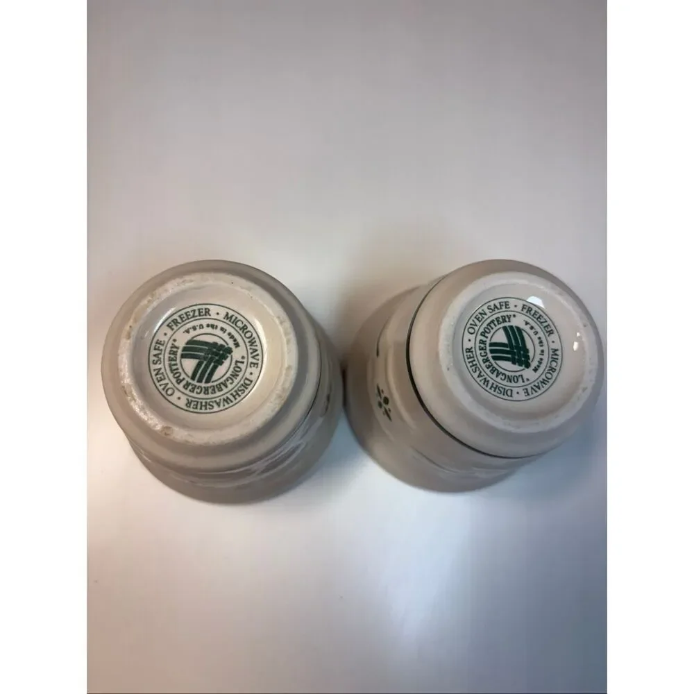 Vtg Longaberger Pottery Woven Traditions Blue Sm Mini Herb Planter Pots Set gree